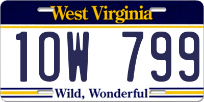 WV license plate 1OW799