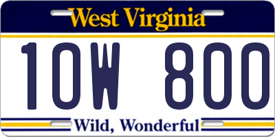 WV license plate 1OW800
