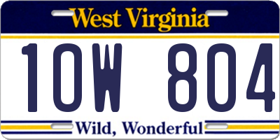 WV license plate 1OW804