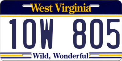 WV license plate 1OW805