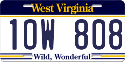WV license plate 1OW808