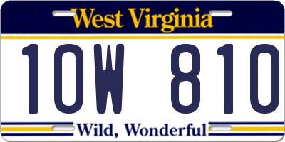 WV license plate 1OW810