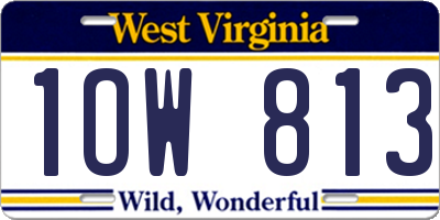 WV license plate 1OW813