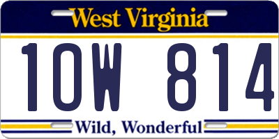 WV license plate 1OW814