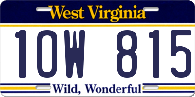 WV license plate 1OW815