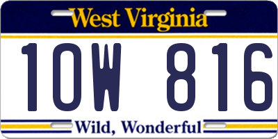 WV license plate 1OW816