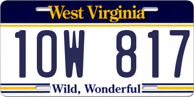 WV license plate 1OW817