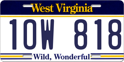 WV license plate 1OW818
