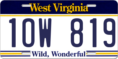 WV license plate 1OW819