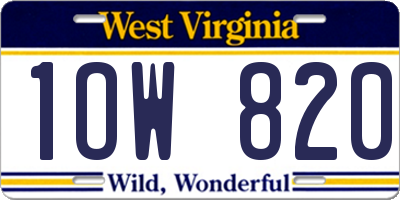 WV license plate 1OW820