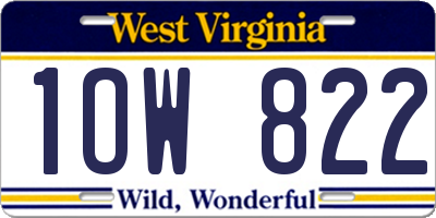WV license plate 1OW822