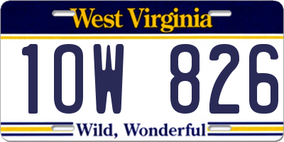 WV license plate 1OW826