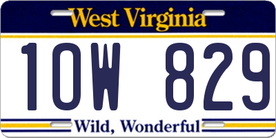 WV license plate 1OW829