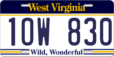 WV license plate 1OW830