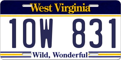 WV license plate 1OW831