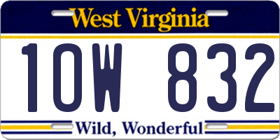 WV license plate 1OW832