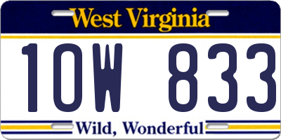WV license plate 1OW833