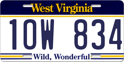 WV license plate 1OW834