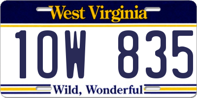 WV license plate 1OW835