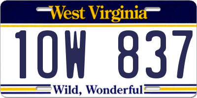WV license plate 1OW837