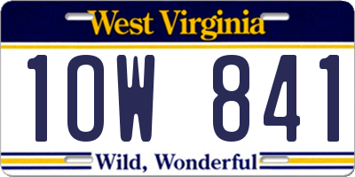 WV license plate 1OW841