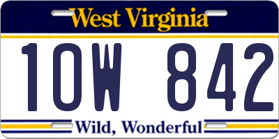 WV license plate 1OW842