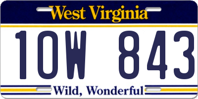 WV license plate 1OW843