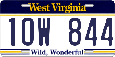WV license plate 1OW844