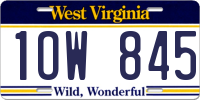 WV license plate 1OW845