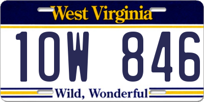 WV license plate 1OW846