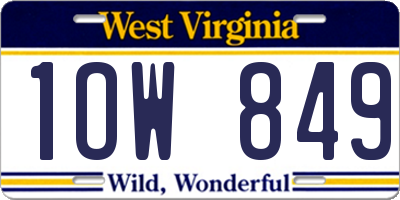 WV license plate 1OW849
