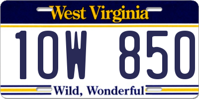 WV license plate 1OW850