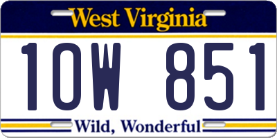 WV license plate 1OW851
