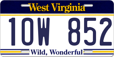 WV license plate 1OW852