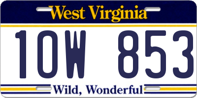 WV license plate 1OW853