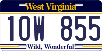 WV license plate 1OW855