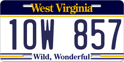 WV license plate 1OW857