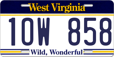 WV license plate 1OW858