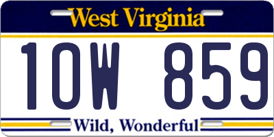 WV license plate 1OW859