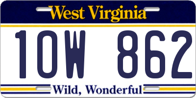 WV license plate 1OW862