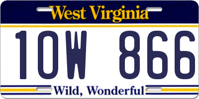 WV license plate 1OW866