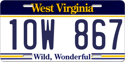 WV license plate 1OW867