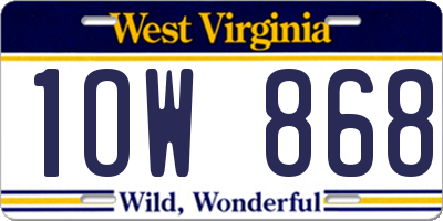 WV license plate 1OW868