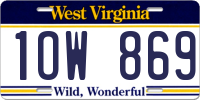 WV license plate 1OW869