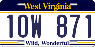 WV license plate 1OW871