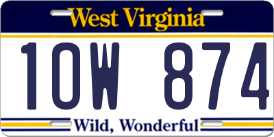 WV license plate 1OW874