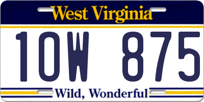 WV license plate 1OW875