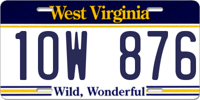 WV license plate 1OW876