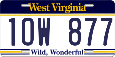 WV license plate 1OW877