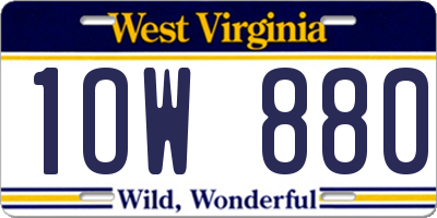 WV license plate 1OW880